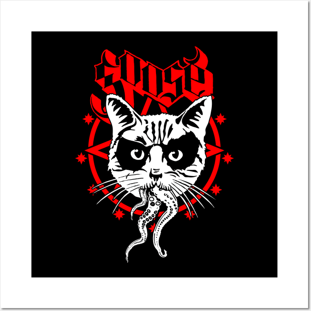 Black Metal Cat Ghost Superhero Cat Rock Band Parody Wall Art by BoggsNicolas